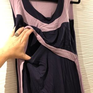 Japanese Weekend Navy and lilac  Nursing Dress, L